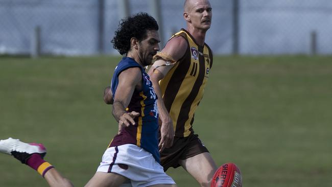 Jake Long of the Lions in action during the Cairns AFL Cairns City Lions vs Manunda Hawks on Saturday at Cazalys stadium. Picture Emily Barker