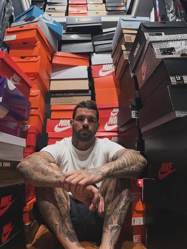 Adam Reynolds posted a photo on Instagram, surrounded by his shoe collection. Photo: Instagram.