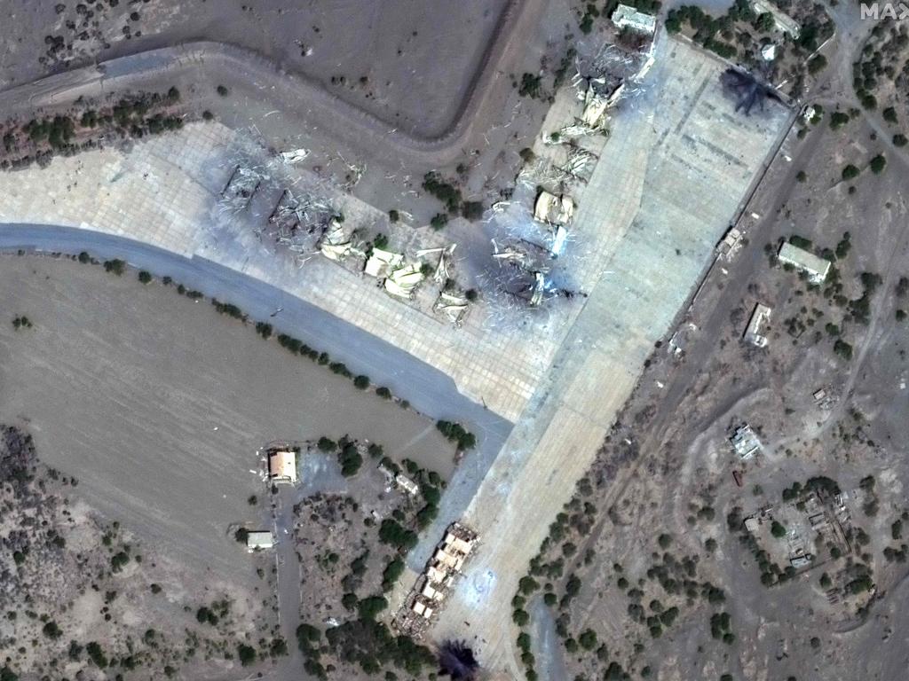 Destroyed shelters in Hodeida airfield, in Yemen after air strikes by the United States and Britain. Picture: AFP