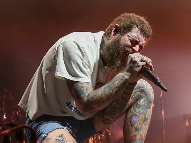 Post Malone performs at the RNA Showgrounds. Photo - Stephen Archer