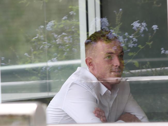 Robert Dick, 22, at Gosford District Court, had to urinate in a garden bed before entering the 7-Eleven service station where he attacked an unarmed man. Picture: NewsLocal