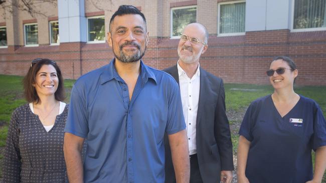 From left, Amenah Tuimaseve, Norman, Dr Christian Mussap and cardiac ambulatory nurse Stephanie Irwin. Picture: Melvyn Knipe