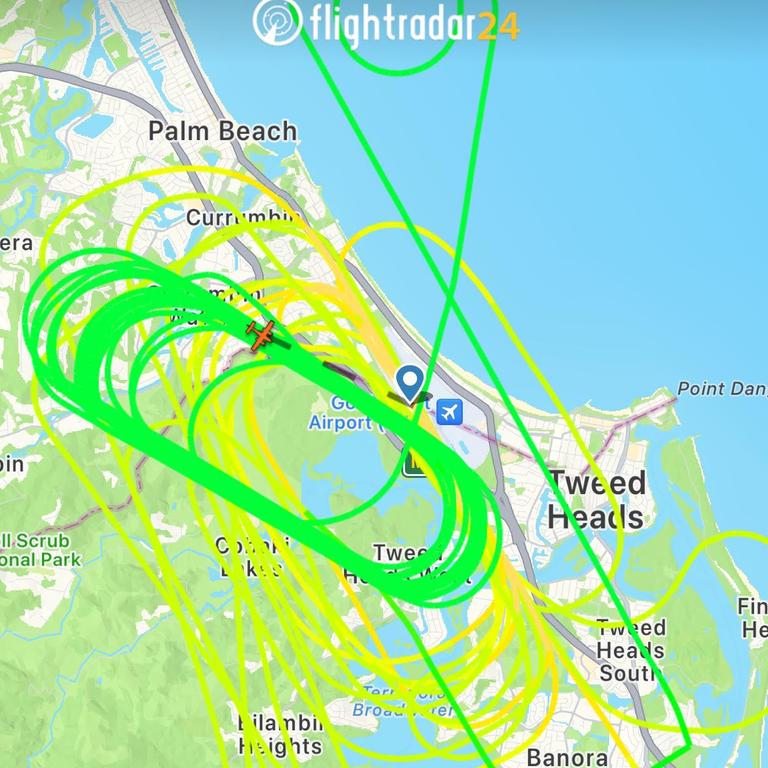 The plane circled the airport for an hour to burn off fuel.