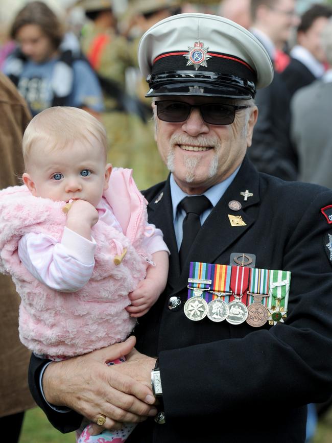 Michael Masliczek with his granddaughter Mia, 10 months old. Picture: Andrew Henshaw