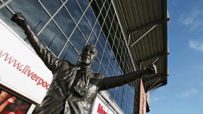 A statue of Bill Shankly outside Liverpool Football Club’s Anfield stadium. Picture: Getty Images.