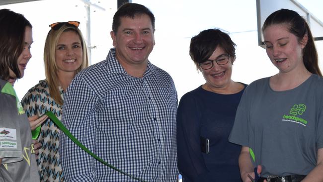 Cheyne Taylor cuts the ribbon while Jessica Velford (left) and Wide Bay MP Llew O'Brien look on at the opening of Headspace Gympie in 2018. Mr O‘Brien this week announced a new $4 million investment to upgrade headspace Gympie to a full-service centre, increasing staff and tripling the number of available appointments every month.