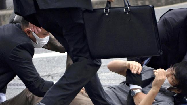 A man, believed to be detained suspect Tetsuya Yamagami in the shooting of former Japanese prime minister Shinzo Abe, on Friday. Picture: Takashi Yamazaki / Yomiuri / The Yomiuri Shimbun via AFP