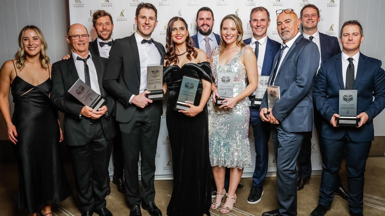 The 2022 Kennedy Award-winning Daily Telegraph team: (l to r): Sophie Gilbert, John Grainger, Campbell Gellie, Josh Hanrahan, Angira Bharadwaj, Zac McLean, Anna Caldwell, Ben English, Mark Morri, Nick Hansen and Matt Logue. Picture: Salty Dingo