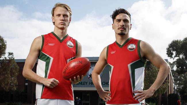 Henley High School and Flinders Park gun Izak Rankine (right) with Jack Lukosius. Picture: Matt Turner