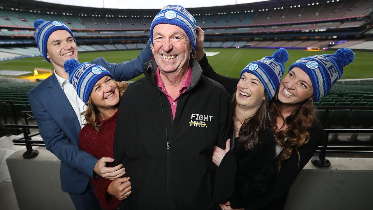 Neale Daniher at the MCG with family members Ben, Jan, Lauren and Bec. Photo: Alex Coppel