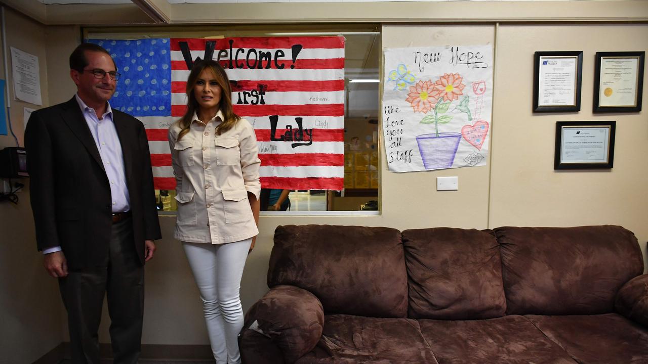 Melania Trump takes part in a roundtable discussion at Luthern Social Services of the South's Upbring New Hope Children Center in McAllen, Texas.