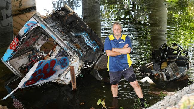 Dave Dudley, Tidy Up Townsville coordinator, under the Bohle River Bridge on Dalrymple Road. Picture: Shae Beplate.