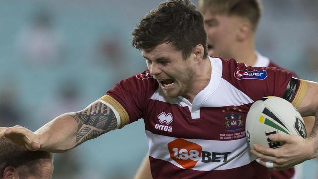 John Bateman of the Warriors during the NRL International Double Header match between the South Sydney Rabbitohs and the Wigan Warriors at ANZ Stadium in Sydney, Saturday, February 17, 2018. (AAP Image/Craig Golding) NO ARCHIVING, EDITORIAL USE ONLY