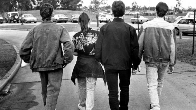 Children from the cult Children of God leave Cobham Children's Court after being released into parents custody following raids. Picture: David Motte