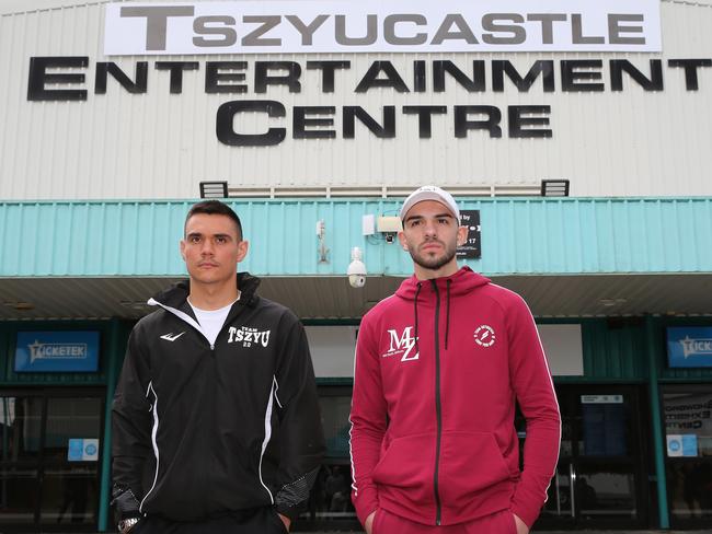 Tim Tszyu and Michael Zerafa before a mooted fight in 2021. Picture: Peter Lorimer/Getty Images