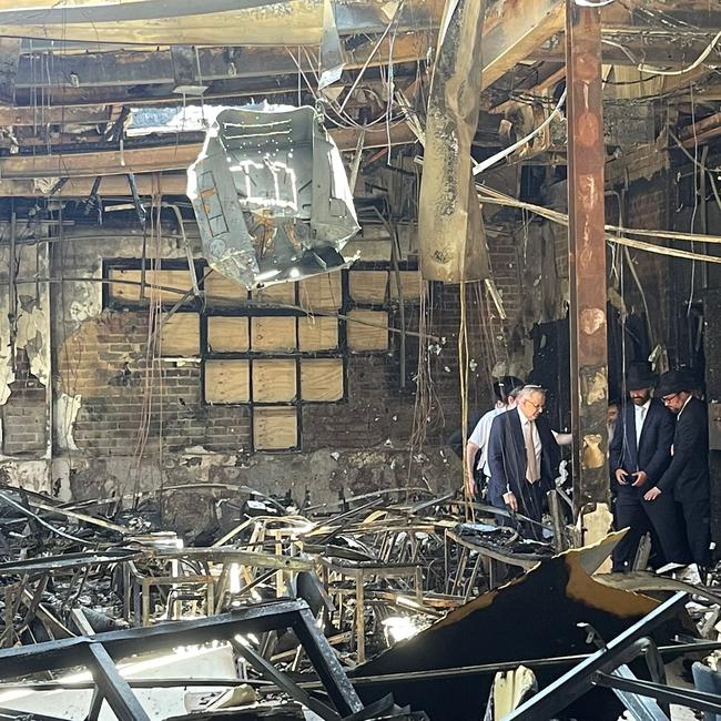 Jewish leaders attest to the emotional response they witnessed in the PM when he attended the Adass Israel Synagogue on Tuesday and was guided through its charred remains.