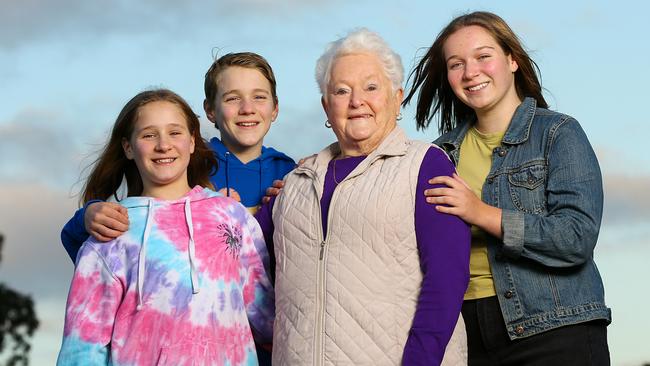 Phyllis Cranwell with Euan Comrie’s kids, Amelia, Max and Danelle. Picture: Ian Currie