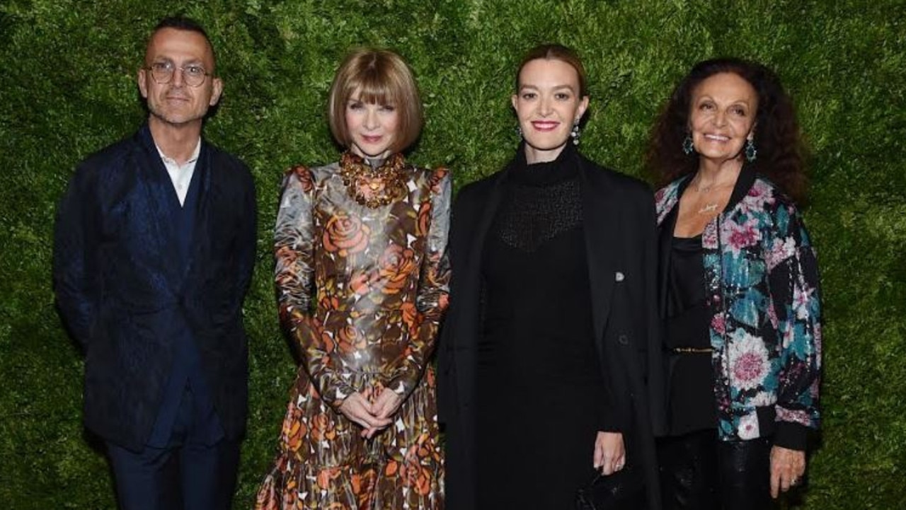 Steven Kolb, Anna Wintour, Marta Ortega and Diane von Furstenberg attend the CFDA/Vogue Fashion Fund 2019 Awards in New York City. Picture: Jamie McCarthy/Getty Images