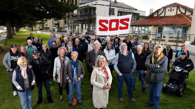 SOS (Save our Seawall) members celebrating the news the Seawall Apartments development was knocked back by SCAP. Picture: Tricia Watkinson