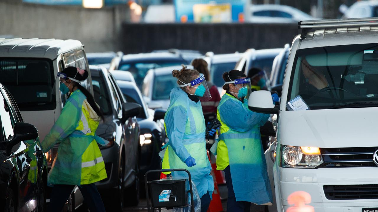 Covid drive-through testing at the St Vincent’s clinic in Bonid Beach. Picture: Tim Pascoe