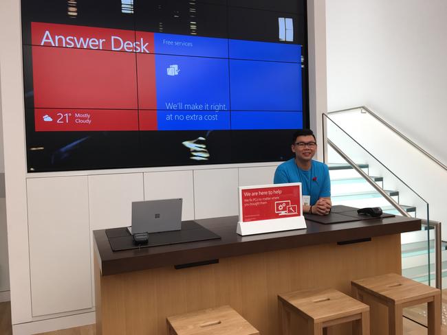 The answer desk at Microsoft's new retail store in Sydney