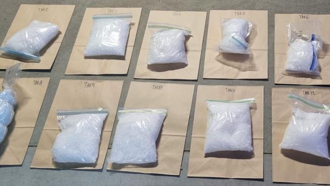 SA Police released image of kilogram bags containing methamphetamine found in a car at Tailem Bend.