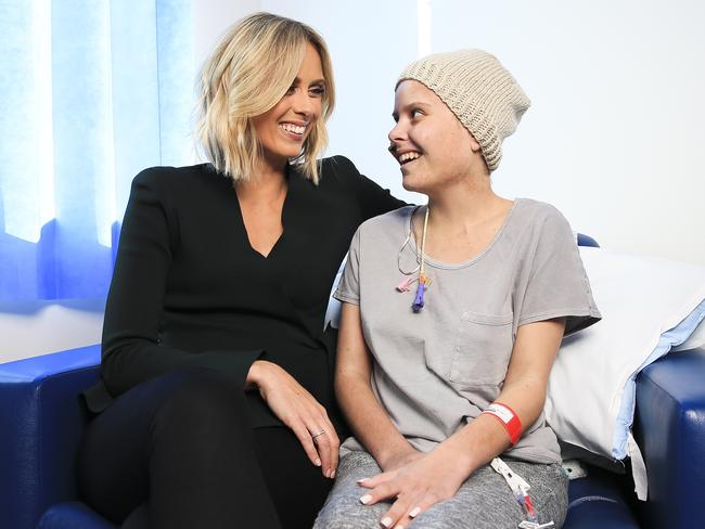 Sylvia Jeffreys with cancer patient Zoie Moore, 18, at the Gold Telethon. Picture: Dylan Robinson