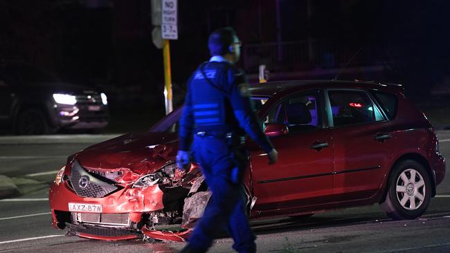 One of the cars smashed in the alleged incident. Picture: Gordon McComiskie