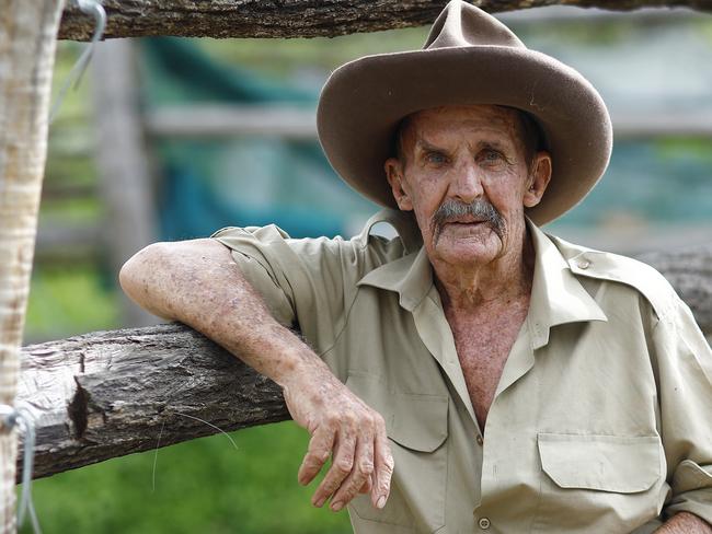 Horse handler and bushman Geoff Guest has been running a successful on country program for juvenile delinquents since 1979. In 44 years, over 4,000 troubled youths have lived on Geoff's remote property between Petford and Herberton, learning healthy lifestyle habits, horsecraft and bush skills. Picture: Brendan Radke