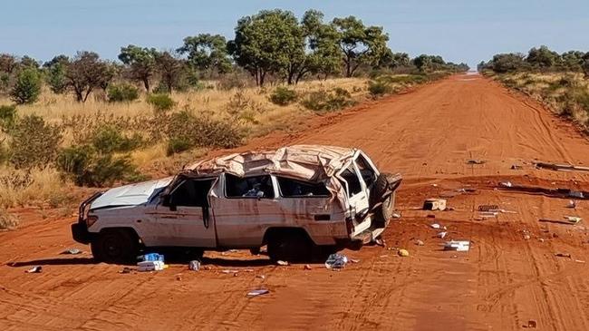 A single-vehicle rollover on the Sandover Highway killed a 27-year-old woman on Saturday. Picture: Supplied