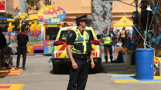 A police officer at the Royal Adelaide Show in 2015. Picture: Tait Schmaal