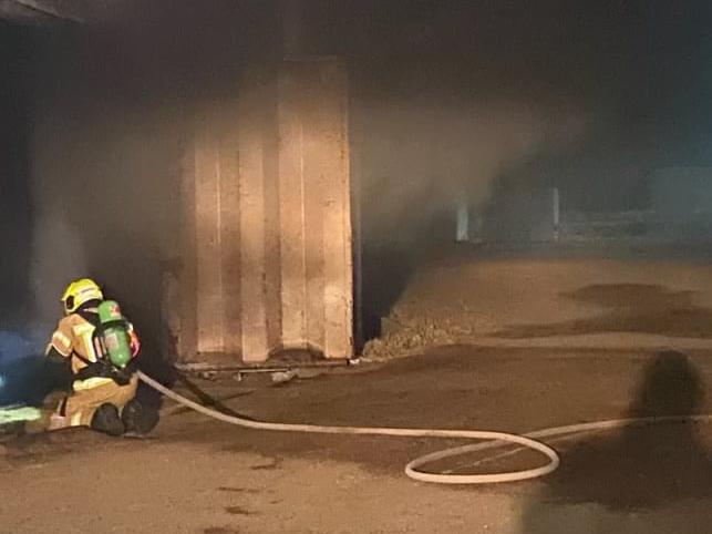 Fire and Rescue NSW (FRNSW) crews have extinguished a fire which damaged a grain silo at Condobolin, in the state's Central West, overnight. Photo: FRNSW