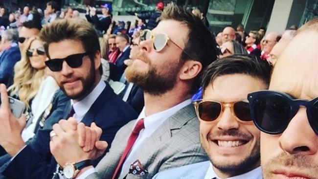 AFL Grand Final Western Bulldogs vs Sydney Swans at the MCG. Instagram pic of Chris and Liam Hemsworth.