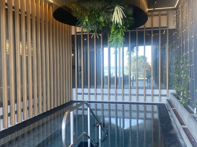 The herbal pool features bags of native tea leaves. Picture: Supplied/Brielle Burns