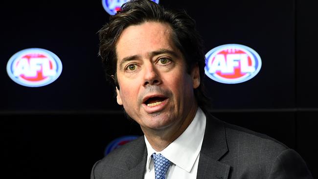 AFL chief executive officer Gillon McLachlan speaks to the media.