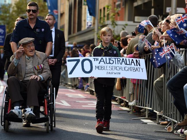 Ex-servicemen and women take part in the Anzac Day march in Sydney. Picture: AAP/Dan Himbrechts