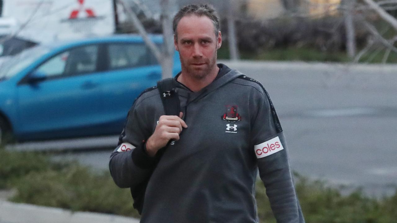 Essendon Bombers coach Ben Rutten arrives at the club this morning. Thursday, August 18, 2022. Picture: David Crosling