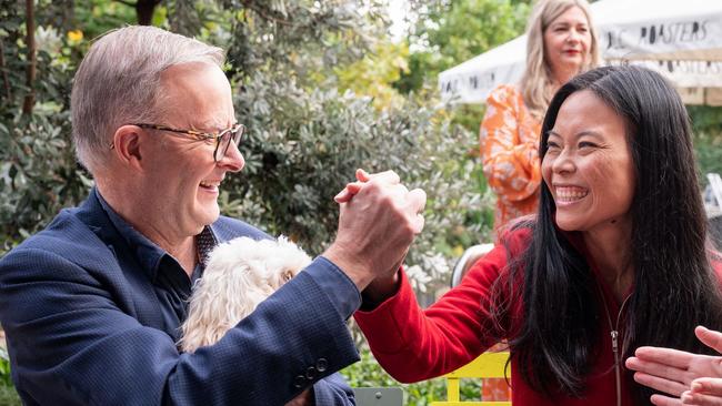 Prime Minister Anthony Albanese with new Reid federal Labor MP Sally Sitou a day after their election victory. Picture: Wendell Teodoro