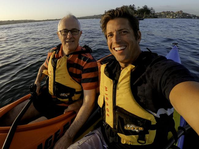 Prime Minister Malcolm Turnbull with GoPro founder and American billionaire Nick Woodman.