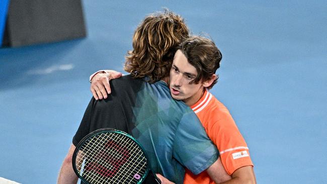 Alex de Minaur comes to terms with his brutal five-set defeat. Picture: Getty