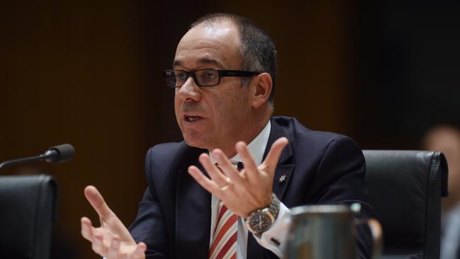 NAB CEO Andrew Thorburn speaks during the House of Representatives Standing Committee on Economics annual public hearing at Parliament House in Canberra. (AAP Image/Lukas Coch)