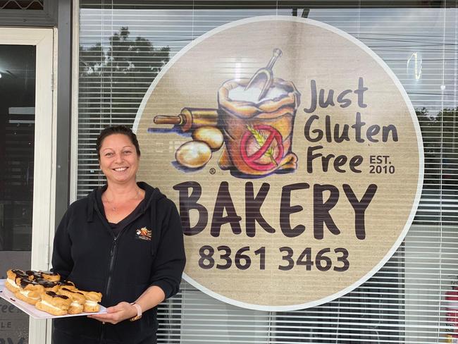 Owner of gluten-free bakery 'Just Gluten Free' Sabine De Vuono, with her parents at the Ascot Park. Picture: Supplied