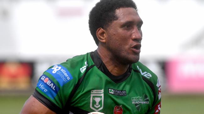 Hostplus Cup game between the Townsville Blackhawks and the Northern Pride at Jack Manski Oval. Blackhawks Kalifa Faifai-Loa. Picture: Evan Morgan