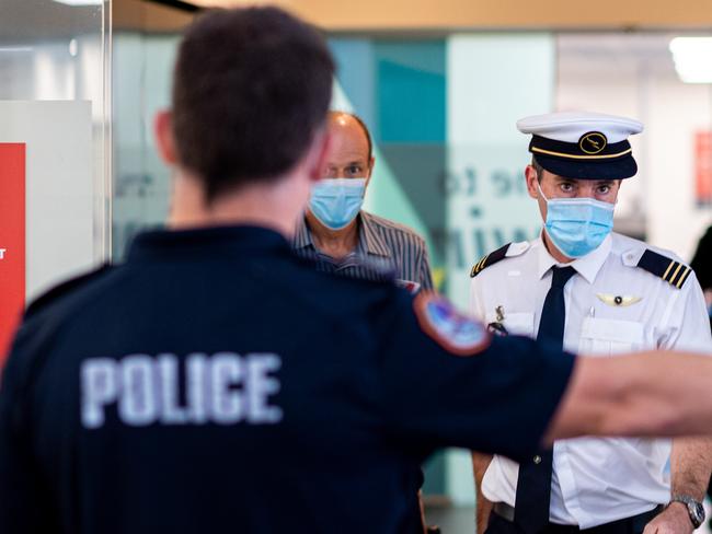 GREATER Brisbane has been declared a COVID-19 hot spot by the NT government, with all travellers entering the Territory required to go into mandatory quarantine effective immediately. Two flights were in the air when the announcement was made.Picture: Che Chorley