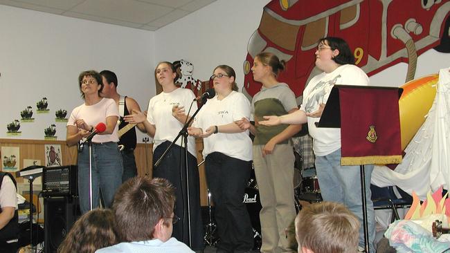 Gambo locals entertain the crowds during their unexpected stay.