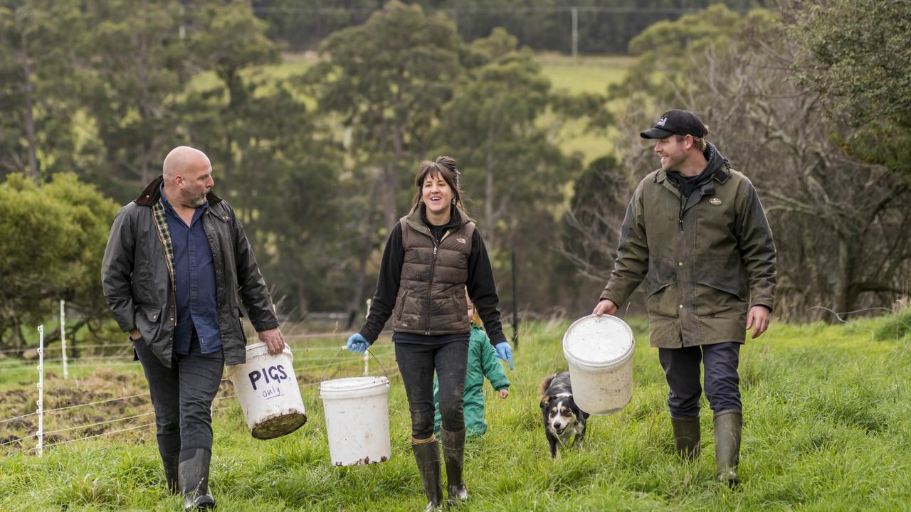 He rears 55 cows on 100 hectares northwest of Bruny Island. Picture: Phillip Biggs