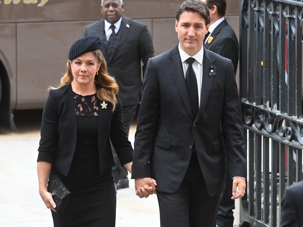 Canadian Prime Minister Justin Trudeau and his wife, Sophie, at the Queen’s funeral in September. Picture: AFP