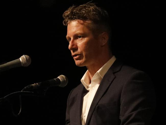 Councillor James Owen speaks at Tweed Shire Council's Australia Day ceremony at Twin Towns Services Club on Tuesday, January 26, 2021. Picture: Liana Boss