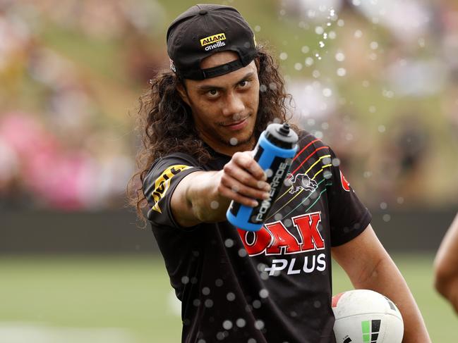 DAILY TELEGRAPH SEPTEMBER 26, 2023. Jarome Luai during the Penrith Panthers fan day and open training session at BlueBet Stadium in Penrith. Picture: Jonathan Ng