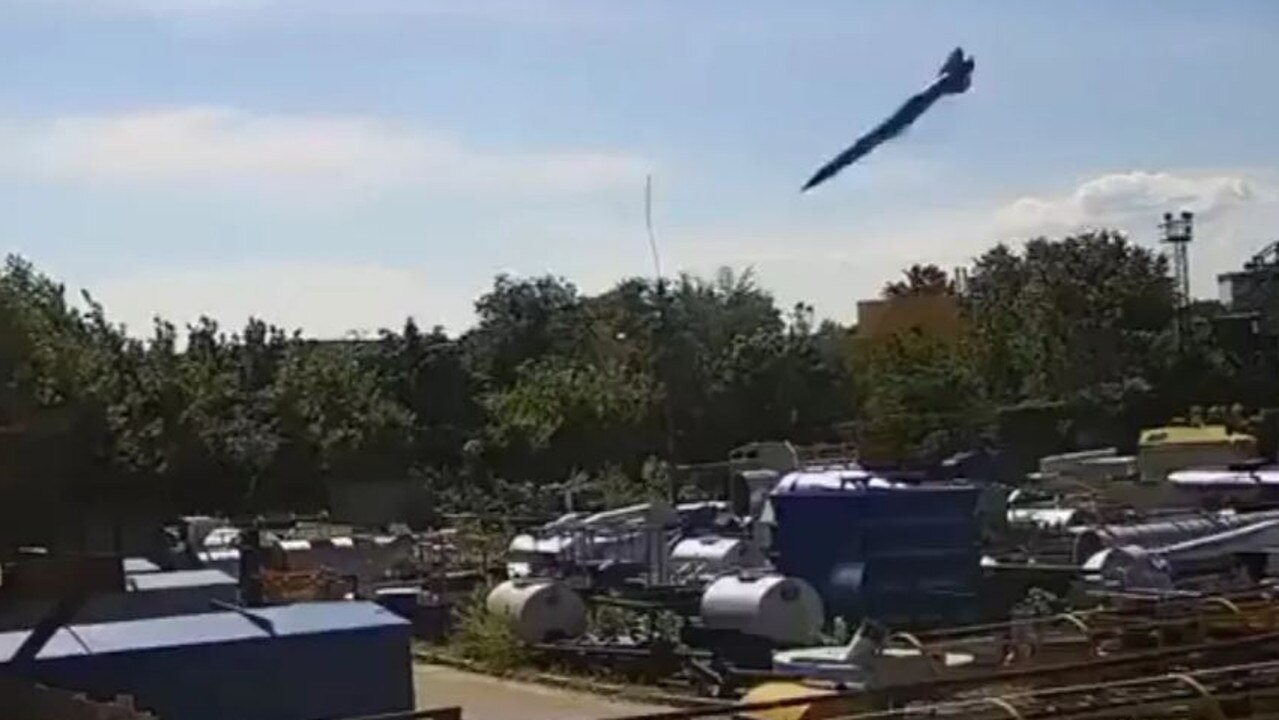 The missile just before it hit the shopping mall. Picture: Defence of Ukraine.